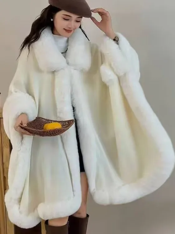 Elegant White Furry Hooded Coat Women's Thickened Warm Mid-Length Gentle Style Long Sleeve Leather Jacket with Big Fur Collar
Elegant White Furry Hooded Coat Women's Thickened Warm Mid-Length Gentle Style Long Sleeve Leather Jacket with Big Fur Collar