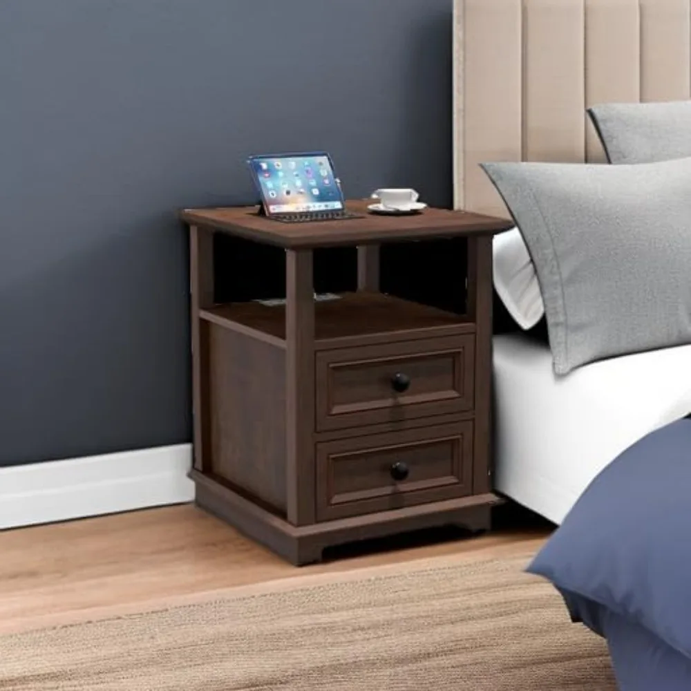 Double 18W Fast Charge End Table, Tall End Table with Charging StationLarge Bedside Table with Drawers Open Shelf for Bedroom
Double 18W Fast Charge End Table, Tall End Table with Charging StationLarge Bedside Table with Drawers Open Shelf for Bedroom