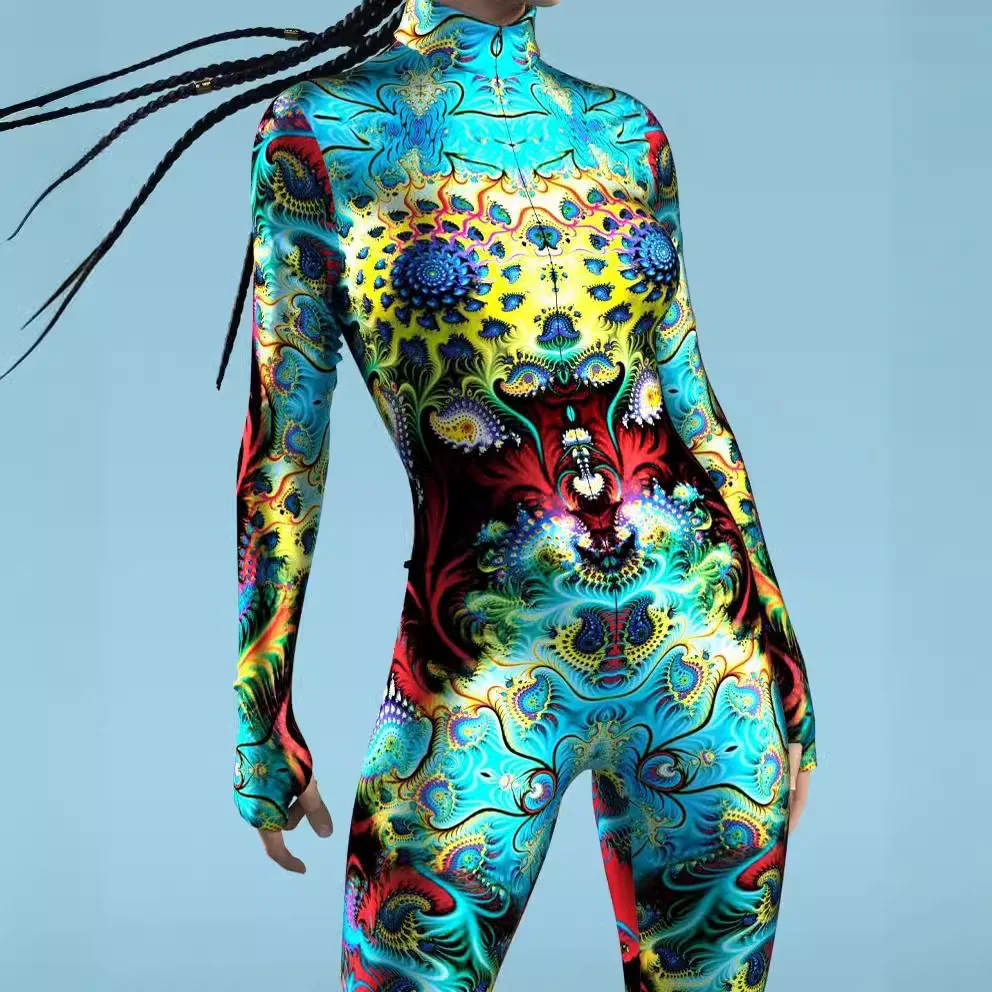 Halloween Colorful 3D Printing Cyber Punk Rainbow Jumpsuit Holiday Party Cosplay Rompers Costume Elastic Women Bodysuits Zentai
Halloween Colorful 3D Printing Cyber Punk Rainbow Jumpsuit Holiday Party Cosplay Rompers Costume Elastic Women Bodysuits Zentai