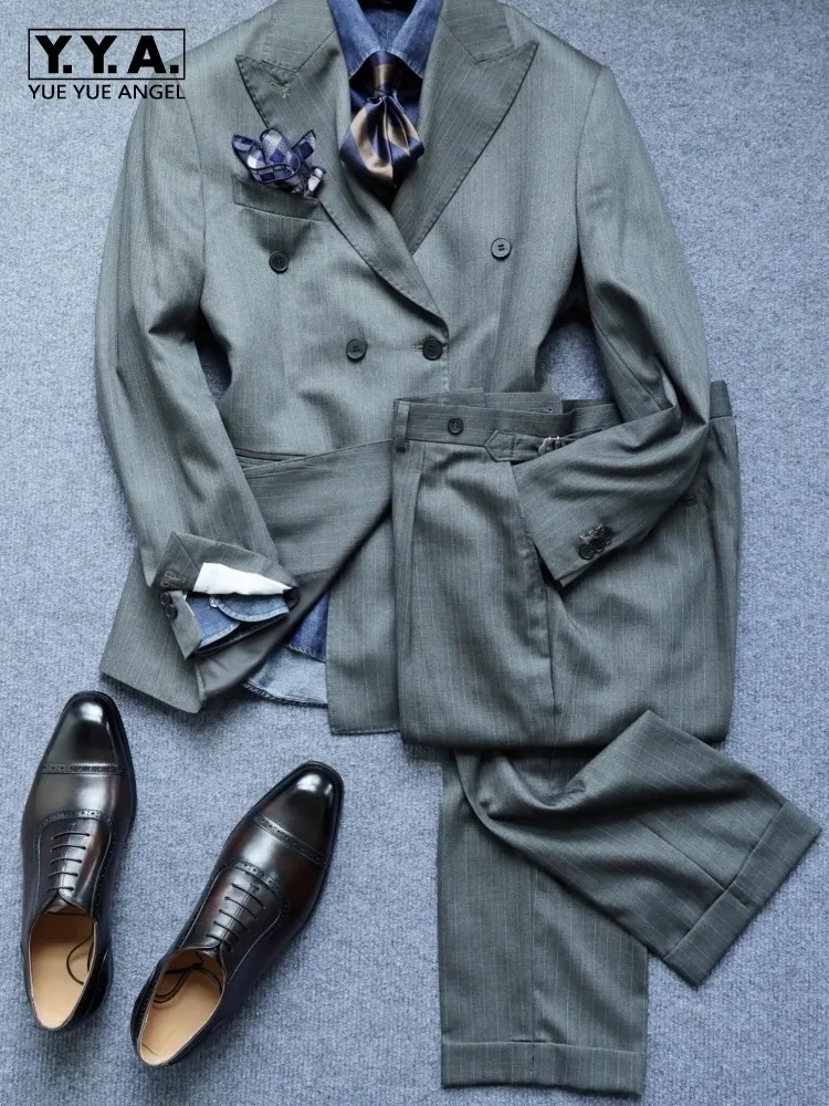Business Casual Double-Breasted Men Suits Solid Color Striped Blazer Pockets Pants Two Piece Set Male Long Sleeves Outfits
Business Casual Double-Breasted Men Suits Solid Color Striped Blazer Pockets Pants Two Piece Set Male Long Sleeves Outfits