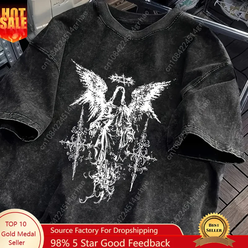 Men's Gothic Style Dark Style Retro Short Sleeved Street Washed Cotton Loose Fitting Unisex T-shirt Fashion Trend Y2K
Men's Gothic Style Dark Style Retro Short Sleeved Street Washed Cotton Loose Fitting Unisex T-shirt Fashion Trend Y2K
