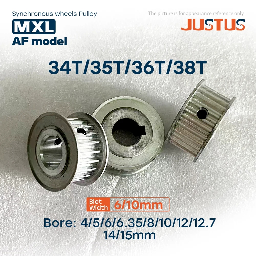 34T/35T/36T/38T MXL AF Type Timing Pulley Bore 4/5/6/6.35/8/10/12/12.7/14/15mm for 6/10mm Width Belt Used In Linear Pulley
34T/35T/36T/38T MXL AF Type Timing Pulley Bore 4/5/6/6.35/8/10/12/12.7/14/15mm for 6/10mm Width Belt Used In Linear Pulley