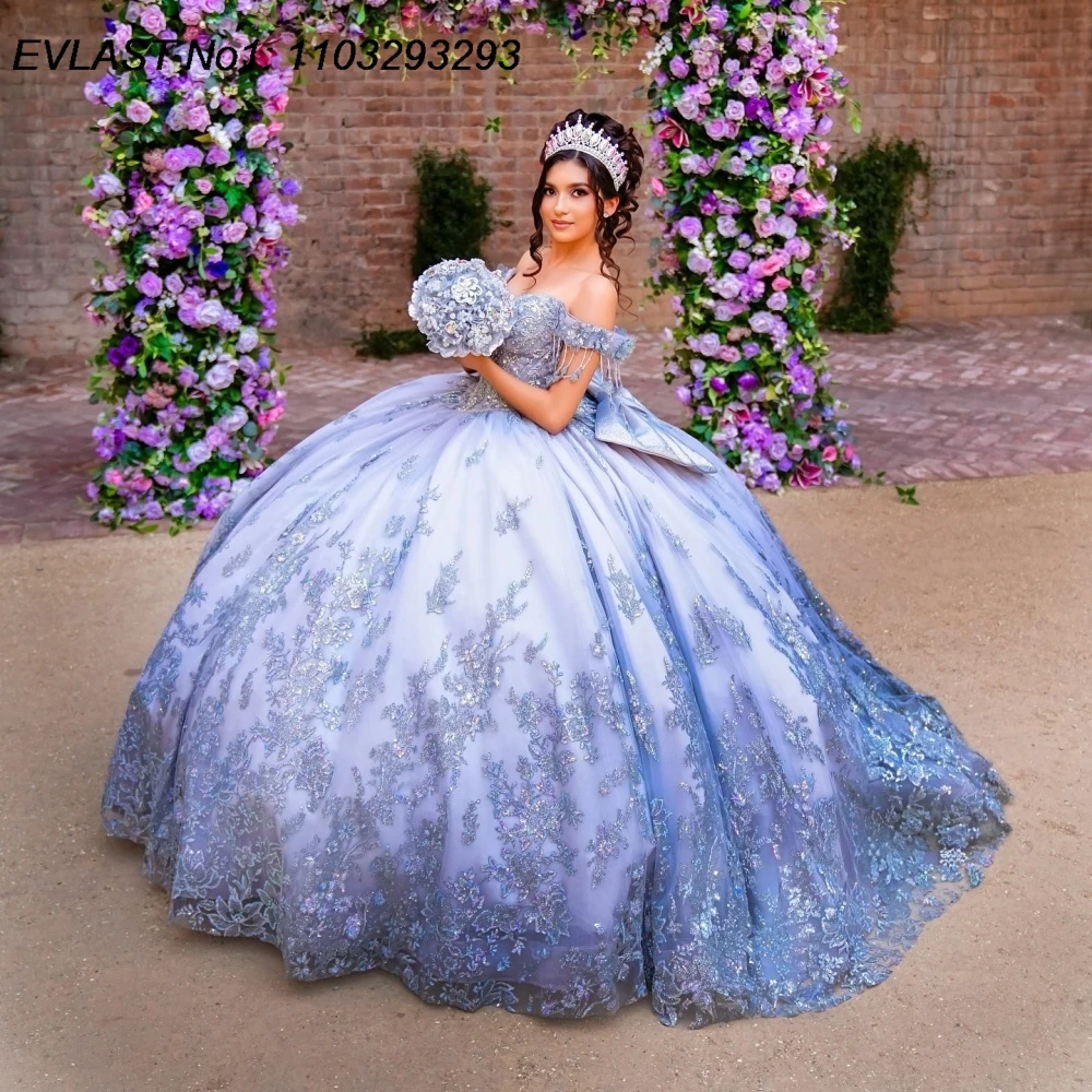 EVLAST Customized Sparkly Blue Ball Gown Quinceanera Dress Lace Applique Diamond Beaded Bow Sweet 16 Vestidos De 15 Anos E1Q663
EVLAST Customized Sparkly Blue Ball Gown Quinceanera Dress Lace Applique Diamond Beaded Bow Sweet 16 Vestidos De 15 Anos E1Q663