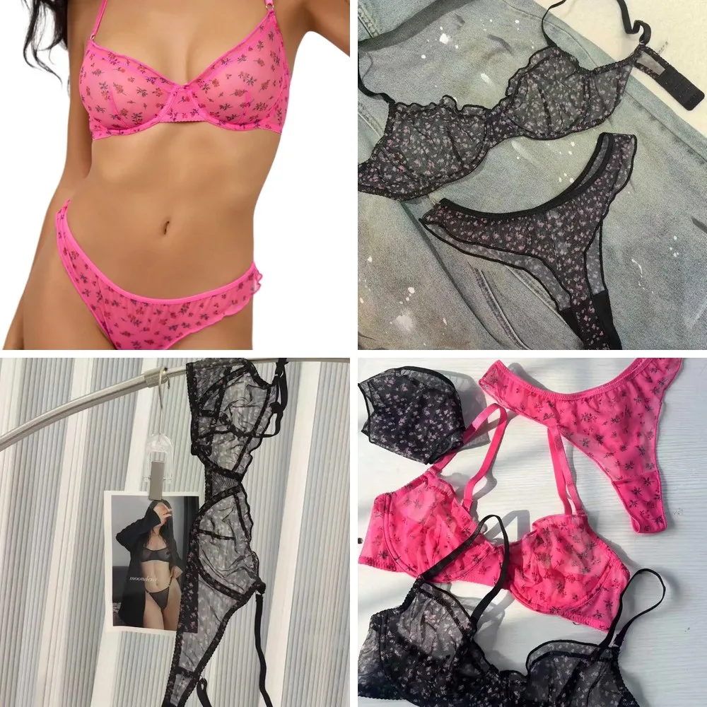 Lace Mesh Floral Bra & Briefs Set for Women, Push-Up Sexy Lingerie for Smaller Busts
Lace Mesh Floral Bra & Briefs Set for Women, Push-Up Sexy Lingerie for Smaller Busts