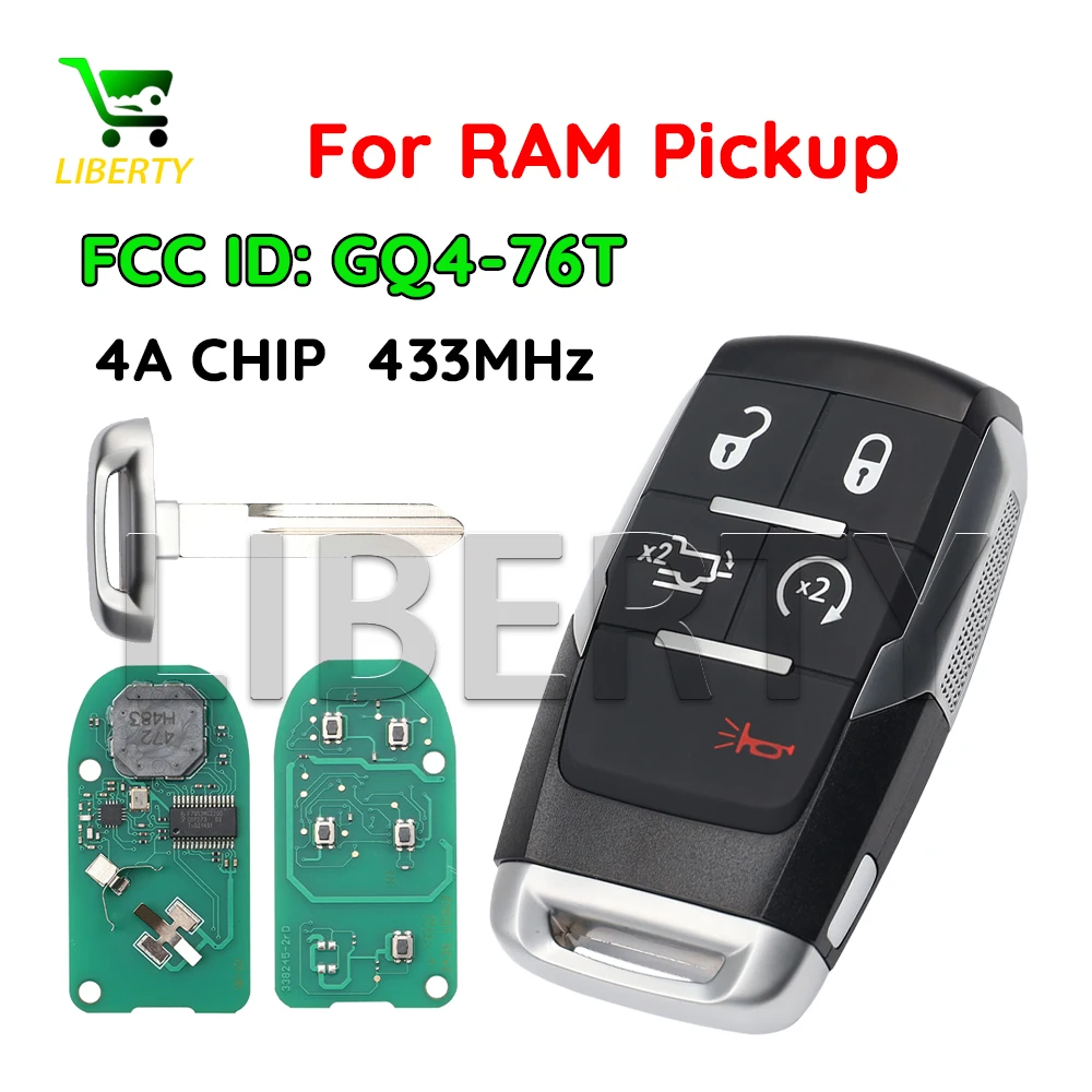 Liberty GQ4-76T 4A Chip 433MHz Keyless Go Car Remote Key 68374994 For Dodge RAM Pickup HD 1500 2500 3500 4500 5500 2019-2021
Liberty GQ4-76T 4A Chip 433MHz Keyless Go Car Remote Key 68374994 For Dodge RAM Pickup HD 1500 2500 3500 4500 5500 2019-2021