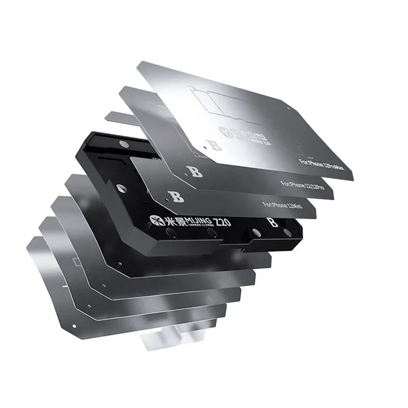New Mijing Z20 10 in 1 BGA tin planting template platform fixture for iPhone X-12 Pro Max motherboard middle frame template
New Mijing Z20 10 in 1 BGA tin planting template platform fixture for iPhone X-12 Pro Max motherboard middle frame template