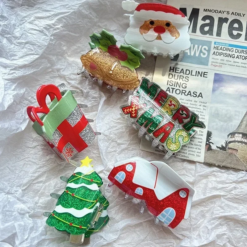 BYL Christmas Series Hair Clips Acrylic Material Santa Claus Christmas Tree Gift Letter Design Crab Clip Female Hair Accessories
BYL Christmas Series Hair Clips Acrylic Material Santa Claus Christmas Tree Gift Letter Design Crab Clip Female Hair Accessories