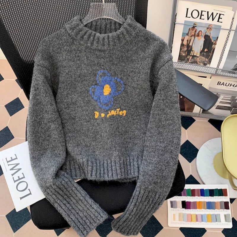 Pullover Sweater Women Knitwear Floral Design Oversized Knitted Sweaters Loose Long Sleeved Tops Outfit Korean Fashion Clothes
Pullover Sweater Women Knitwear Floral Design Oversized Knitted Sweaters Loose Long Sleeved Tops Outfit Korean Fashion Clothes