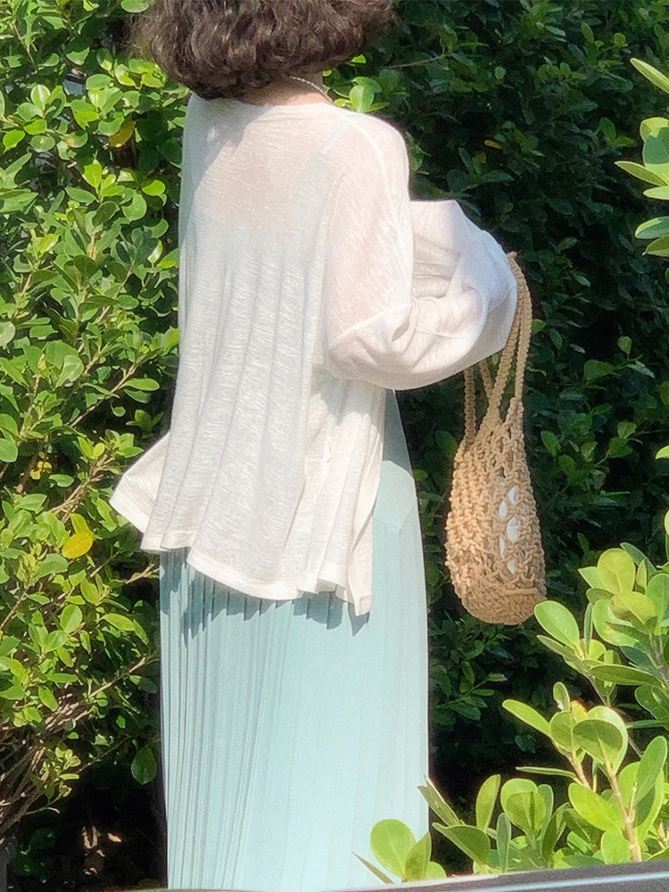 Loose Long Sleeve Knitted Sun Protection Open Cardigan Women's Summer Air Conditioning Shirt Outer Wrap Elegant Vintage Style
Loose Long Sleeve Knitted Sun Protection Open Cardigan Women's Summer Air Conditioning Shirt Outer Wrap Elegant Vintage Style