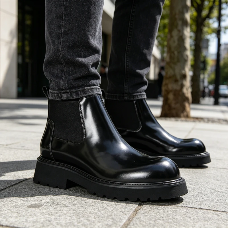 High End Fashion Thick Sole Casual Genuine Leather Chelsea Boots Men Shoes Outdoor High Top Work Male Hiking Ankle Boots
High End Fashion Thick Sole Casual Genuine Leather Chelsea Boots Men Shoes Outdoor High Top Work Male Hiking Ankle Boots