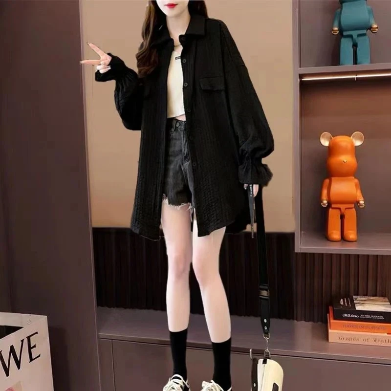 Polo Neck Simplicity Loose Button Lazy Style Blouse Spring Autumn Women Clothing Long Sleeve Street Casual Shirts Fashion Casual
Polo Neck Simplicity Loose Button Lazy Style Blouse Spring Autumn Women Clothing Long Sleeve Street Casual Shirts Fashion Casual