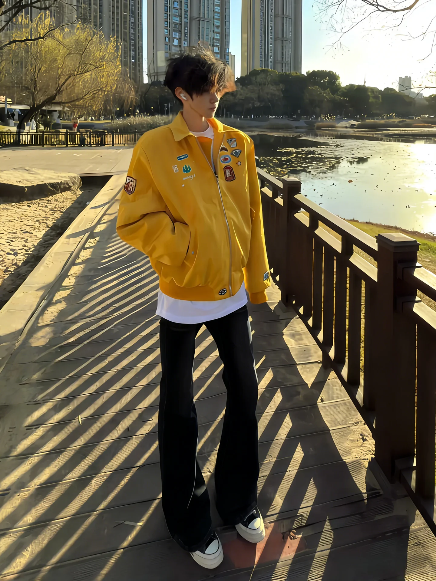 Мужские джинсы Bla Le Blade с прямыми штанинами в американском стиле High Street Vibe, расклешенные брюки с эффектом удлинения ног, повседневные джинсовые брюки
Мужские джинсы Bla Le Blade с прямыми штанинами в американском стиле High Street Vibe, расклешенные брюки с эффектом удлинения ног, повседневные джинсовые брюки