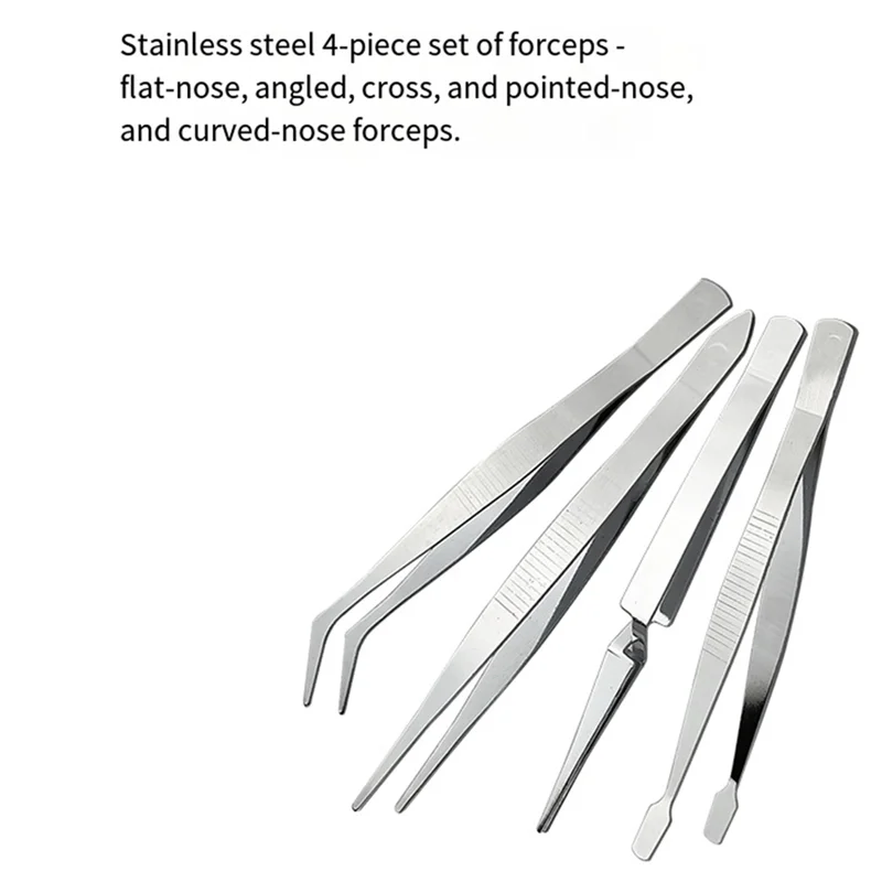 AA01-For Electronics Repair Soldering 4PCS Precision Tweezers Set Thickened Stainless Steel Dressing Straight Bent Clip Tool
AA01-For Electronics Repair Soldering 4PCS Precision Tweezers Set Thickened Stainless Steel Dressing Straight Bent Clip Tool