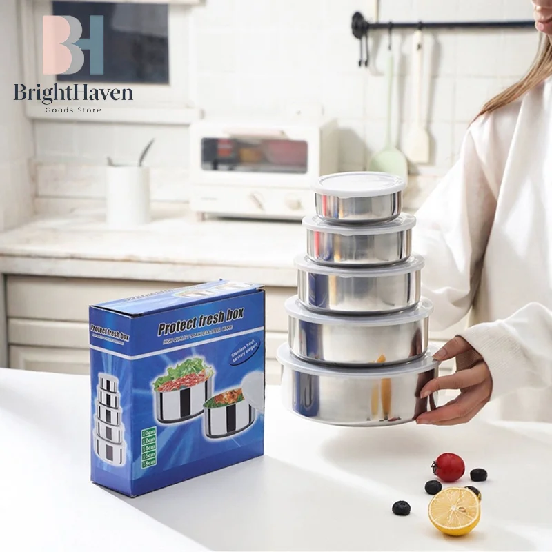 5Pcs Silver Stainless Steel Mixing Bowls With Lids Stackable And Storage Deep Nesting Bowls Dishwasher Safe For Kitchen Baking
5Pcs Silver Stainless Steel Mixing Bowls With Lids Stackable And Storage Deep Nesting Bowls Dishwasher Safe For Kitchen Baking