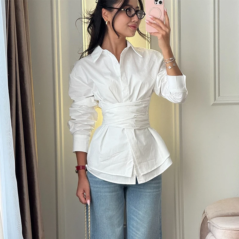 New Design 2026 Spring Women Shirts Full Sleeve Waist Cinching Lace Up Blouse Tops
New Design 2026 Spring Women Shirts Full Sleeve Waist Cinching Lace Up Blouse Tops