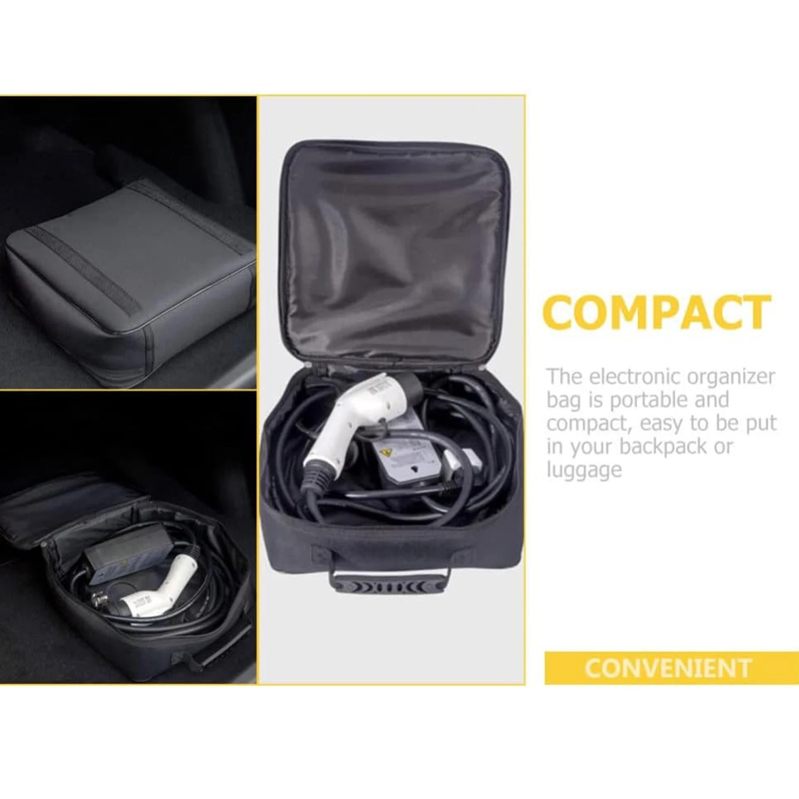 Сумка для автомобильных зарядных кабелей из ткани Оксфорд 600D, круглая, большой емкости, для хранения проводов, аккумуляторов, шнуров и аксессуаров
Сумка для автомобильных зарядных кабелей из ткани Оксфорд 600D, круглая, большой емкости, для хранения проводов, аккумуляторов, шнуров и аксессуаров