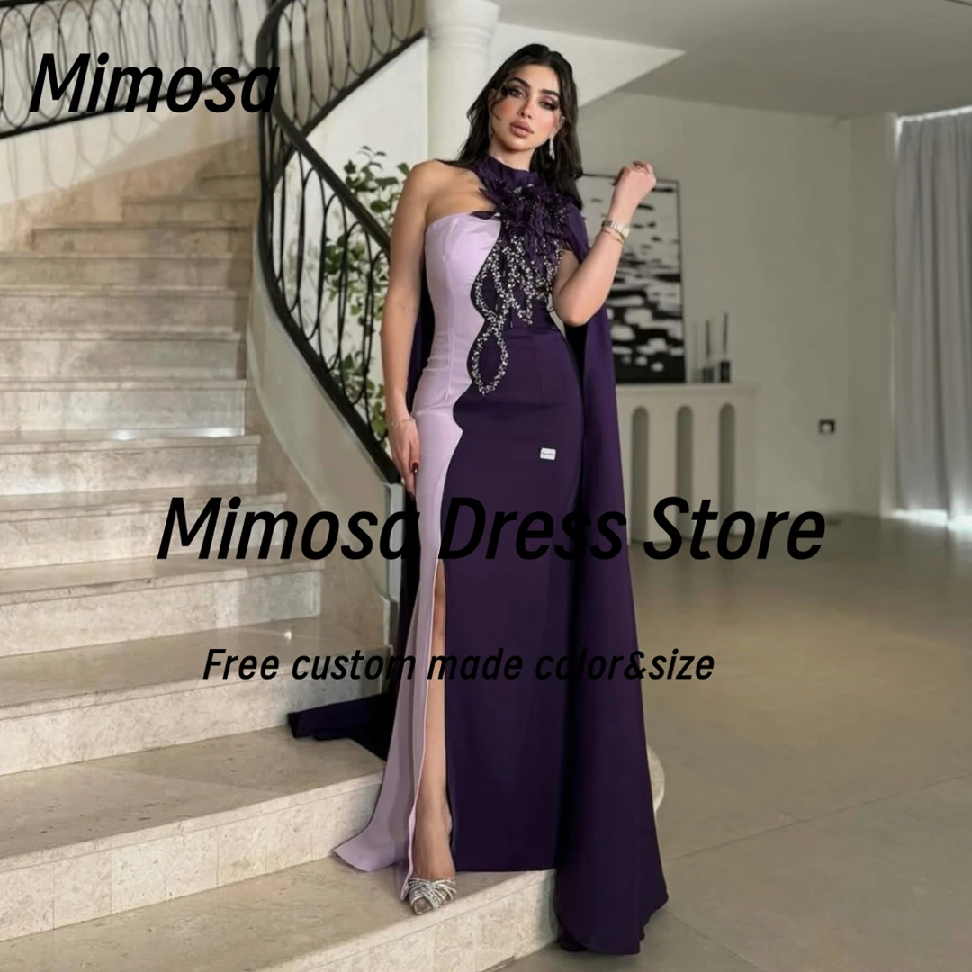 Mimosa Saudi Arabia Prom Dresses High Collar Beaded Flowers Evening Party Contrast Color Dress for Special Occasion Customized
Mimosa Saudi Arabia Prom Dresses High Collar Beaded Flowers Evening Party Contrast Color Dress for Special Occasion Customized