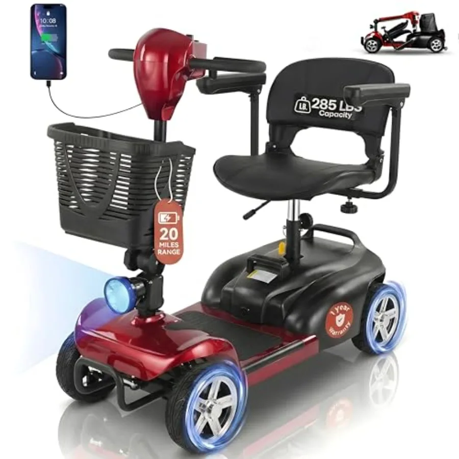 Travel scooter for seniors: foldable 4-wheel electric mobility scooter with 20-mile range, 24V 20Ah battery, 300W motor, 285 lb
Travel scooter for seniors: foldable 4-wheel electric mobility scooter with 20-mile range, 24V 20Ah battery, 300W motor, 285 lb