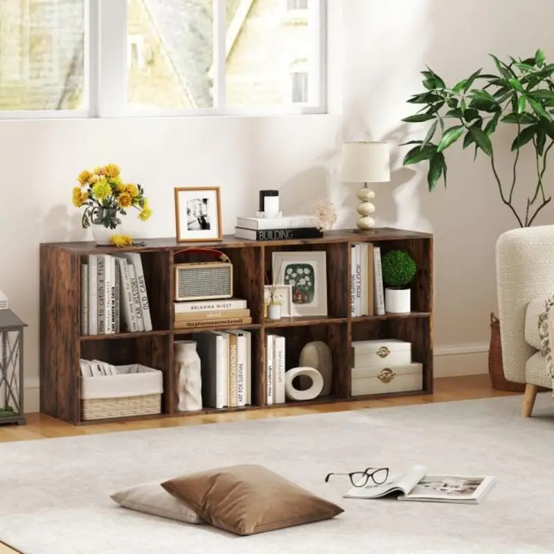 8-Cube Bookcase Bookshelf with 2 Anti-Tipping Kits Storage Organizer-Rustic Brown
8-Cube Bookcase Bookshelf with 2 Anti-Tipping Kits Storage Organizer-Rustic Brown
