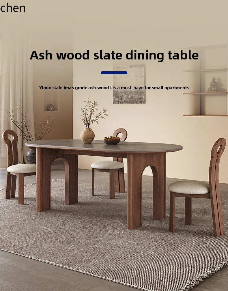 HXL retro solid wood rock board dining table light luxury small apartment high-end dining table
HXL retro solid wood rock board dining table light luxury small apartment high-end dining table