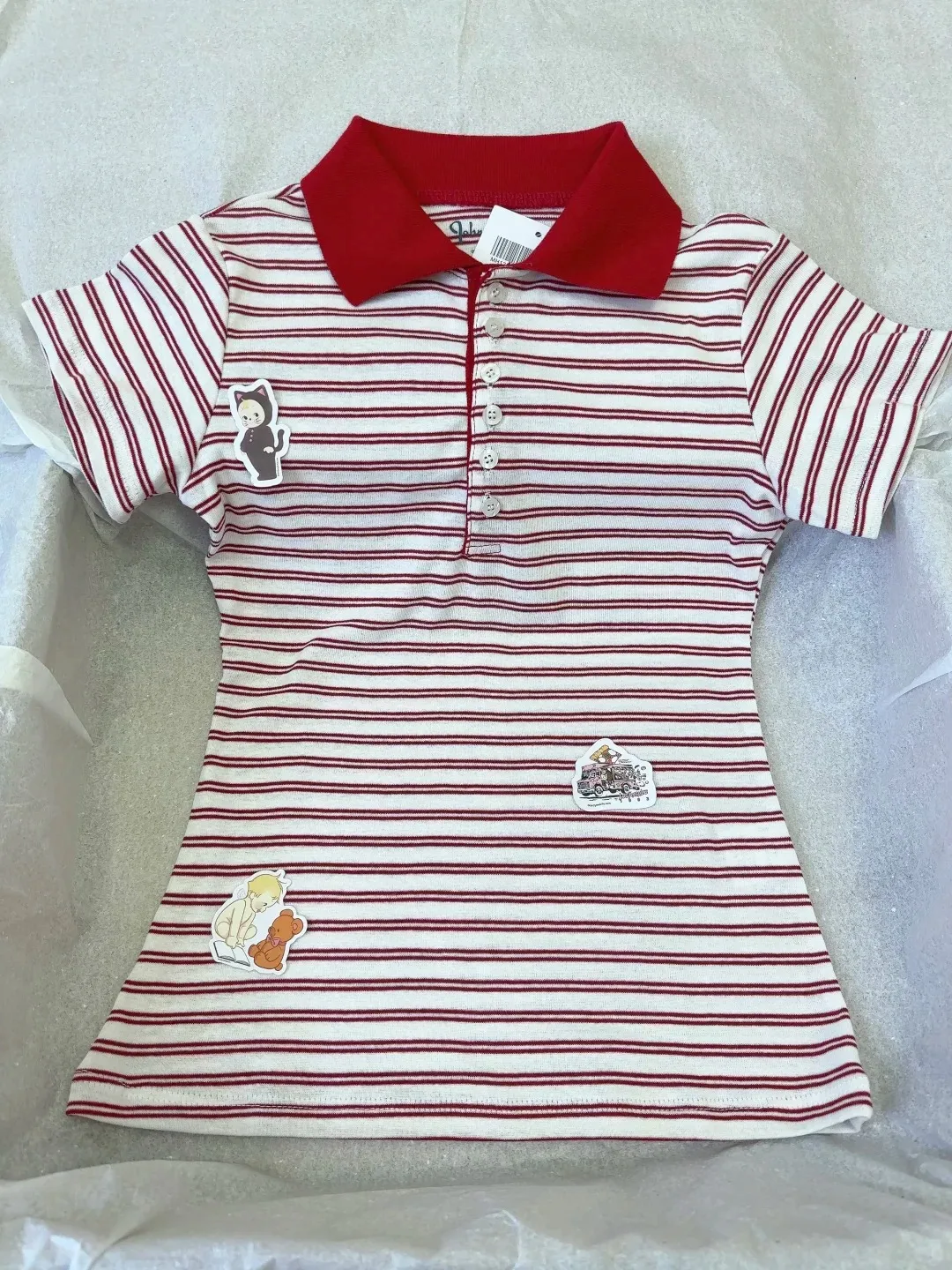Sweet Red Striped Polo T-shirt Women Summer Casual Simple Cotton Turn Down Collar Short Sleeve Tees Preppy Style T Shirt Clothes
Sweet Red Striped Polo T-shirt Women Summer Casual Simple Cotton Turn Down Collar Short Sleeve Tees Preppy Style T Shirt Clothes