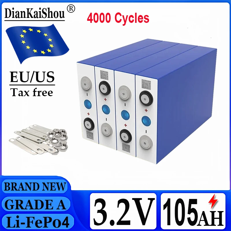 Brand New Original Grade A 3.2V 105Ah LiFePO4 battery Lithium iron phospha for 12V 24V RV Electric Car travel Solar Batteries
Brand New Original Grade A 3.2V 105Ah LiFePO4 battery Lithium iron phospha for 12V 24V RV Electric Car travel Solar Batteries