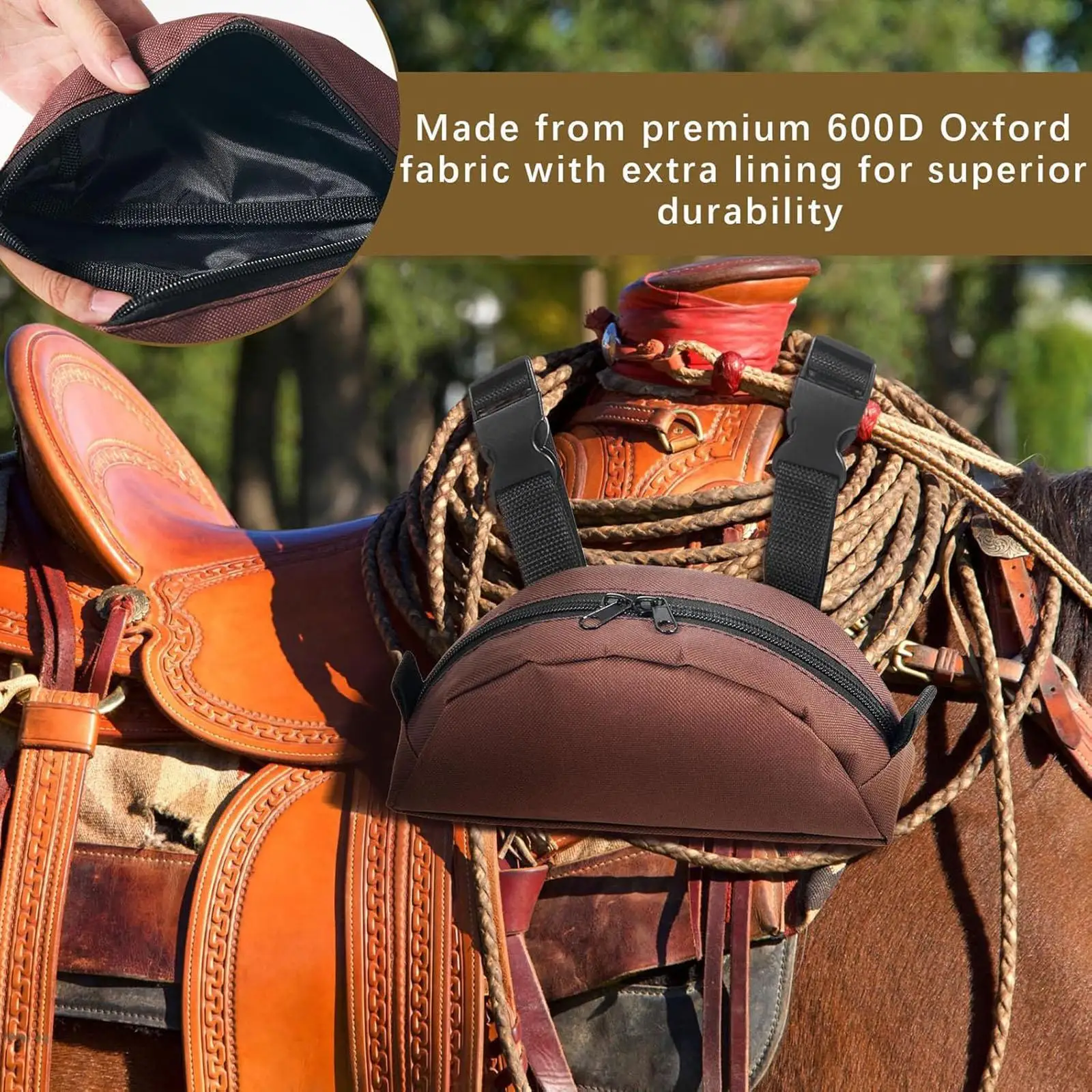 Horse Saddle Pouch with Zipper Closure Pommel Horn Bag for Trail Rides Equestrian Equipment Oxford Cloth Storage Tote
Horse Saddle Pouch with Zipper Closure Pommel Horn Bag for Trail Rides Equestrian Equipment Oxford Cloth Storage Tote