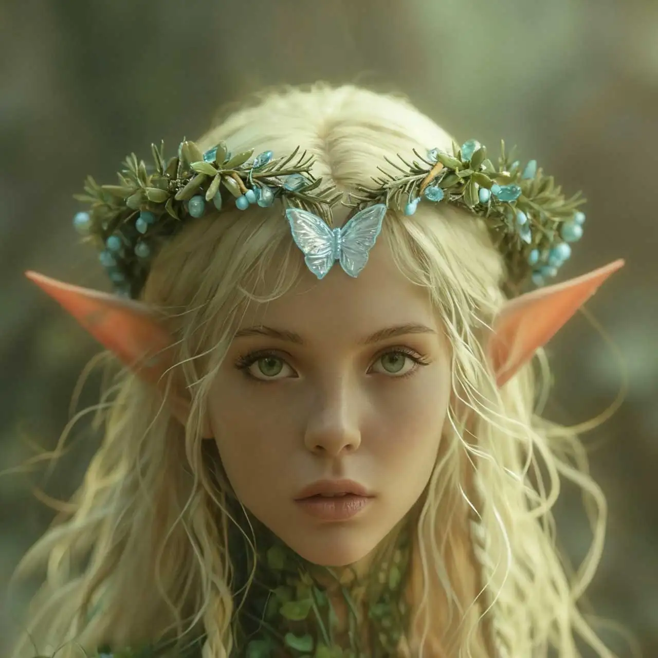 Handmade woodland elf tiara with artificial greenery, blue crystal beads, and butterfly — Boho fairy headpiece for Renaissance
Handmade woodland elf tiara with artificial greenery, blue crystal beads, and butterfly — Boho fairy headpiece for Renaissance