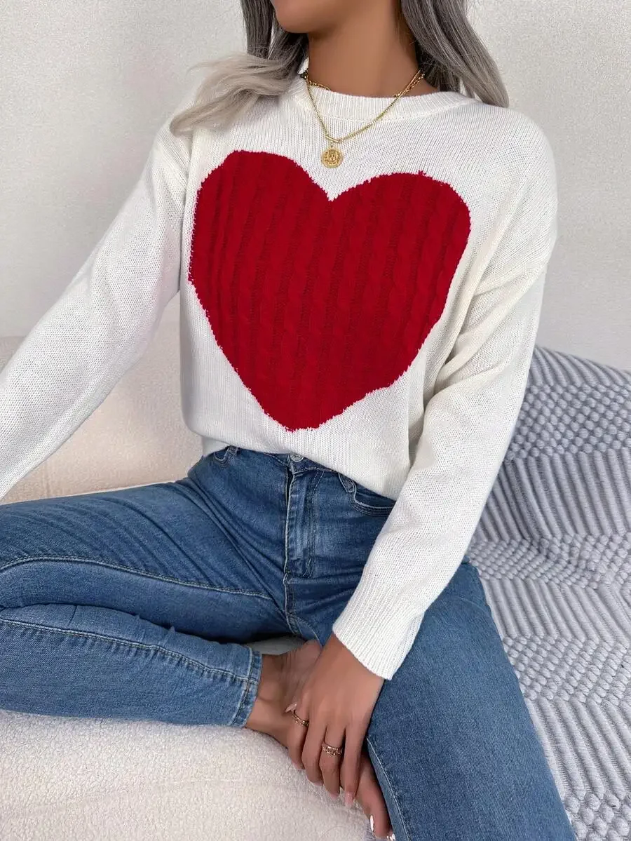 Womens Casual Heart Pattern Crew Neck Long Sleeve Knit Pullover Sweater Autumn Winter
Womens Casual Heart Pattern Crew Neck Long Sleeve Knit Pullover Sweater Autumn Winter