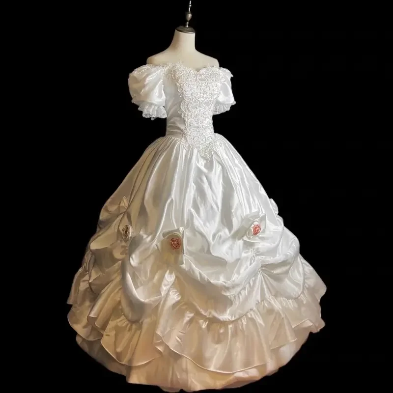 Fc6antique pure white wedding dress Princess skirt puffed sleeve rose lace mesh one line shoulder double tie strap @ fc8!
Fc6antique pure white wedding dress Princess skirt puffed sleeve rose lace mesh one line shoulder double tie strap @ fc8!