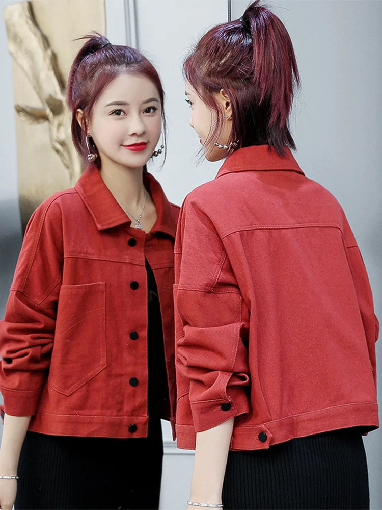 Winter Autumn Denim Jacket Women Red Fashion Short Jeans Coat Female Chic Long Sleeve Casual Outerwear Y2K 90s Aesthetic
Winter Autumn Denim Jacket Women Red Fashion Short Jeans Coat Female Chic Long Sleeve Casual Outerwear Y2K 90s Aesthetic