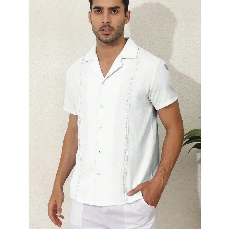 Mens Summer Short Sleeve Cuban Guayabera Shirt Button Down Shirts Hippie Beach
Mens Summer Short Sleeve Cuban Guayabera Shirt Button Down Shirts Hippie Beach
