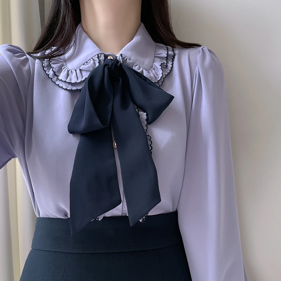 2023 Bow Cute Blouse Women Fashion Button Office Lady Long Sleeve Chiffon Shirt Autumn Elegant Tops Woman Clothes Womens Shirt
2023 Bow Cute Blouse Women Fashion Button Office Lady Long Sleeve Chiffon Shirt Autumn Elegant Tops Woman Clothes Womens Shirt