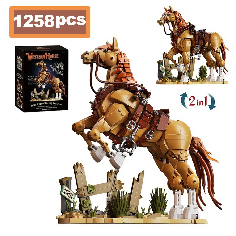 1258pcs MOC Western Cowboy Horse Model Building Block 2 Changes City Creative Desktop Ornaments Animal Bricks Toys Adults Gifts
1258pcs MOC Western Cowboy Horse Model Building Block 2 Changes City Creative Desktop Ornaments Animal Bricks Toys Adults Gifts