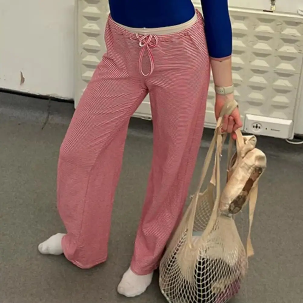 Wide-leg Pants Striped Pants Women’s Wide Leg Pants Striped Print Lounge Trousers with Adjustable Waist Strap Loose Fit
Wide-leg Pants Striped Pants Women’s Wide Leg Pants Striped Print Lounge Trousers with Adjustable Waist Strap Loose Fit