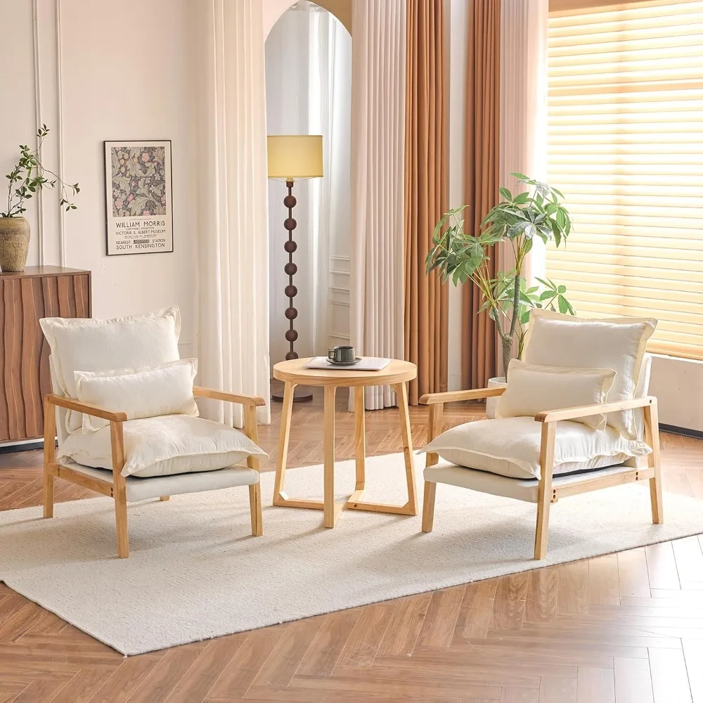 Mid-Century Modern Cloud Accent Armchairs Set of 2 with Lumbar Pillow, 6.3'' Thick Seat Cushion Reading Chairs with Wooden Armre
Mid-Century Modern Cloud Accent Armchairs Set of 2 with Lumbar Pillow, 6.3'' Thick Seat Cushion Reading Chairs with Wooden Armre
