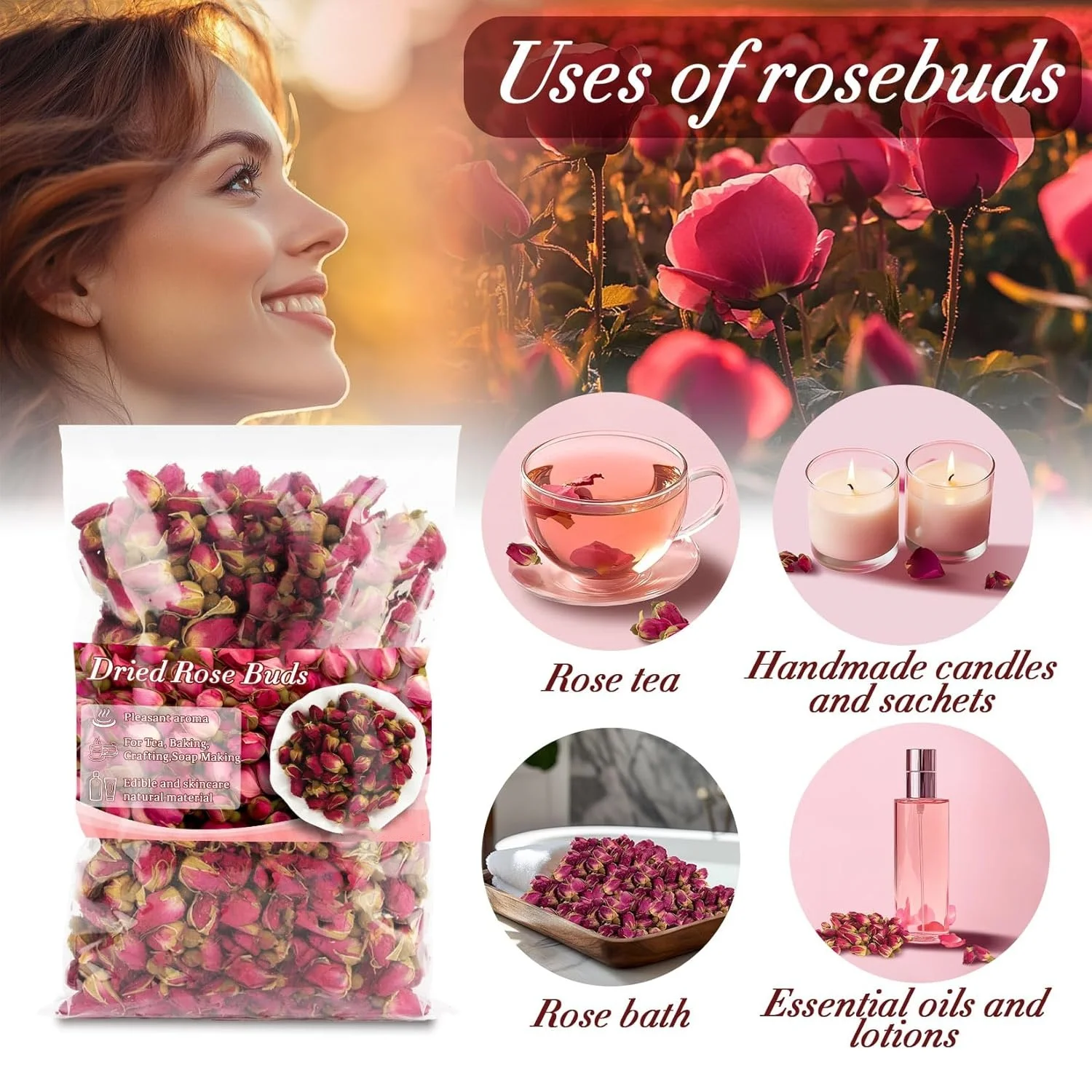 Premium Fragrant Natural Dried Rose Buds | Mixed Flower Materials – Perfect for Soap/Candle/Perfume Making, Wedding Home Decor
Premium Fragrant Natural Dried Rose Buds | Mixed Flower Materials – Perfect for Soap/Candle/Perfume Making, Wedding Home Decor