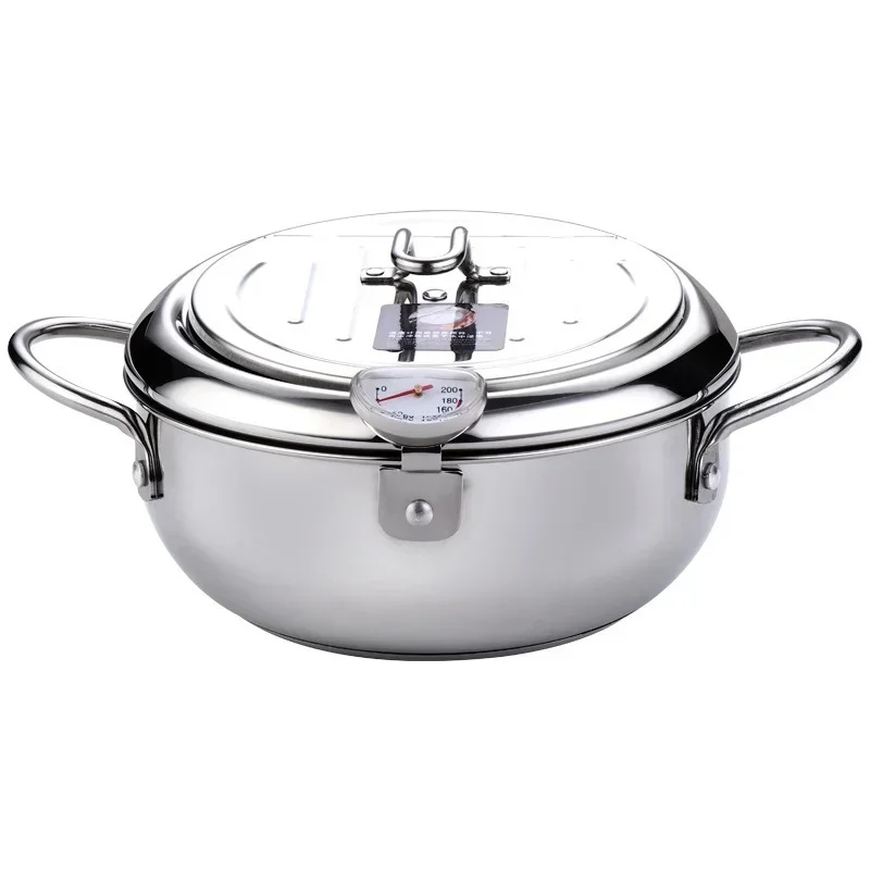 Japanese Deep Frying Pot with a Thermometer and a Lid 304 Stainless Steel Kitchen Tempura Fryer Pan 20 24 cm
Japanese Deep Frying Pot with a Thermometer and a Lid 304 Stainless Steel Kitchen Tempura Fryer Pan 20 24 cm
