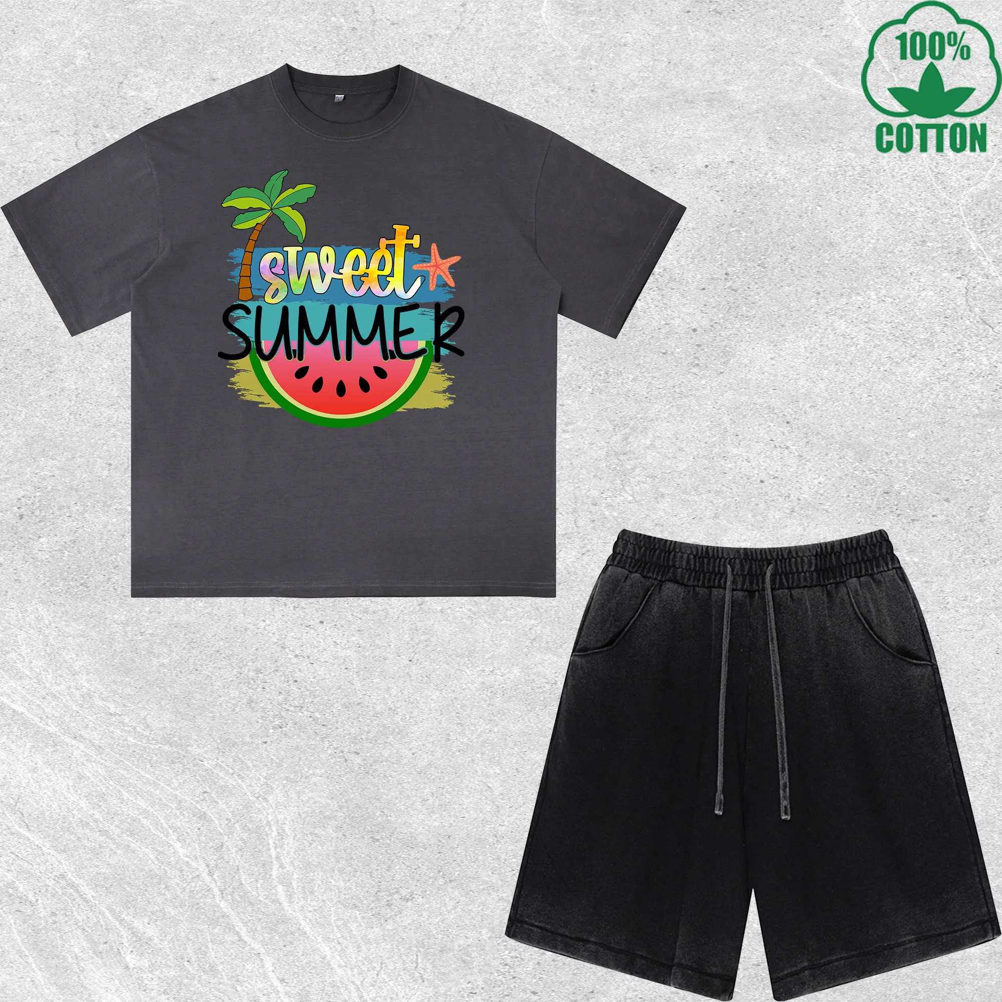 Sweet Summer Printed Dirty Wash T-Shirt Shorts Set Multicolor Combo Loose Trendy Fashionable 100%Cotton
Sweet Summer Printed Dirty Wash T-Shirt Shorts Set Multicolor Combo Loose Trendy Fashionable 100%Cotton