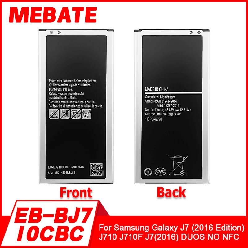 High Quality EB-BJ710CBC 3300mAh Battery For Samsung Galaxy J7 (2016 Edition) J710 J710F J7(2016) DUOS NO NFC
High Quality EB-BJ710CBC 3300mAh Battery For Samsung Galaxy J7 (2016 Edition) J710 J710F J7(2016) DUOS NO NFC