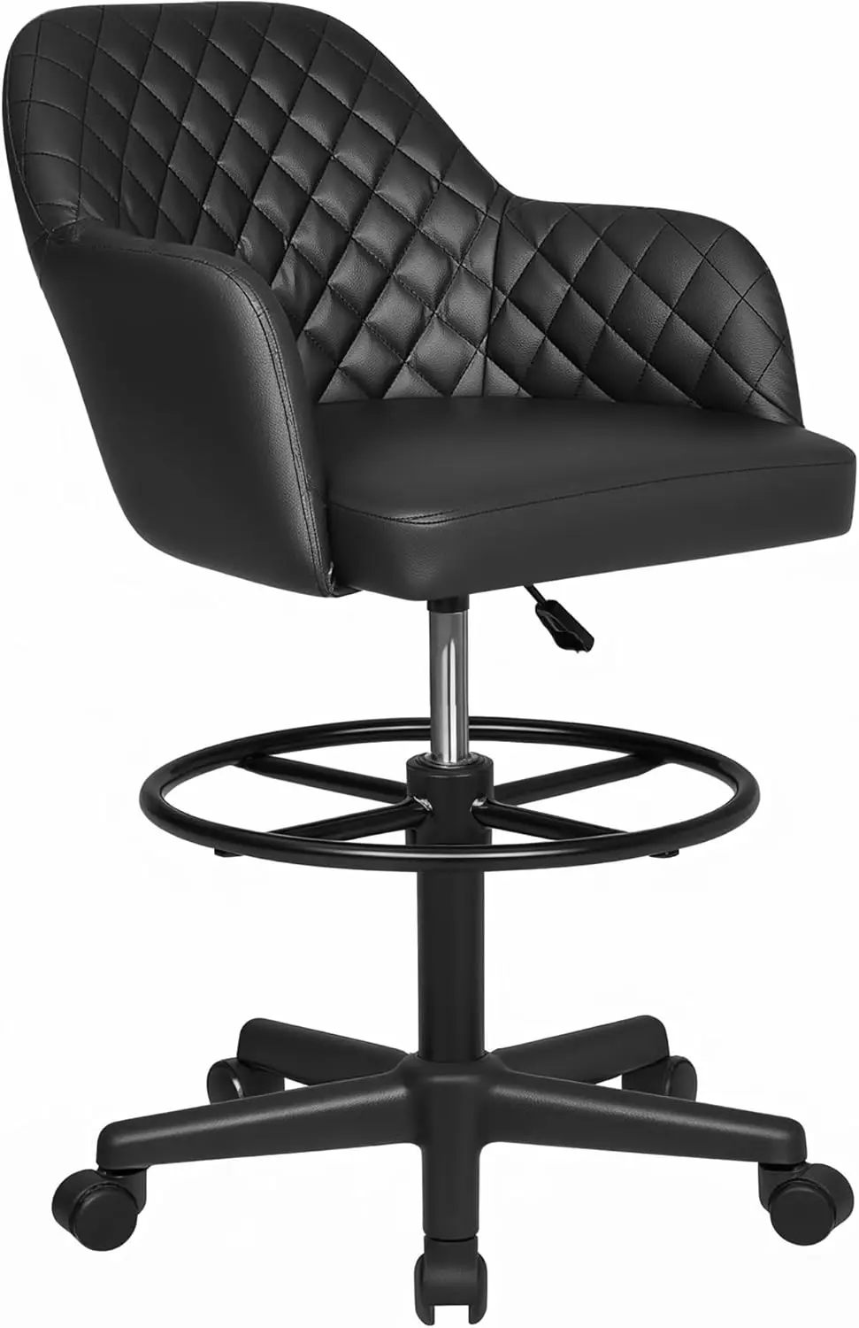 Pu Leather Drafting Chair With Low Ba And Footrest Ring, Height Adjustable, Swivel Rolling Wheels, For Drawing/Standing
Pu Leather Drafting Chair With Low Ba And Footrest Ring, Height Adjustable, Swivel Rolling Wheels, For Drawing/Standing