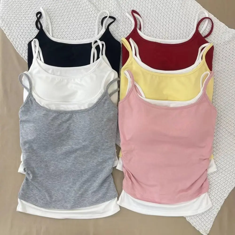 Patchwork Fake Two Pieces Camisole Vest Slim Fit Sweet Girl's Tank Top Korean Style Sleeveless Bra with Pads Cami Streetwear
Patchwork Fake Two Pieces Camisole Vest Slim Fit Sweet Girl's Tank Top Korean Style Sleeveless Bra with Pads Cami Streetwear