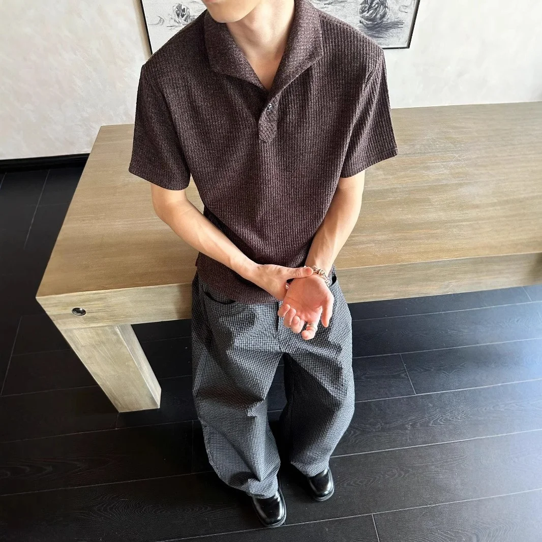 Roman Style Men's Shirt One-Piece Collar Eye Stone Buckle Short Sleeve Base Layer Loose Fit Stripe Pattern
Roman Style Men's Shirt One-Piece Collar Eye Stone Buckle Short Sleeve Base Layer Loose Fit Stripe Pattern