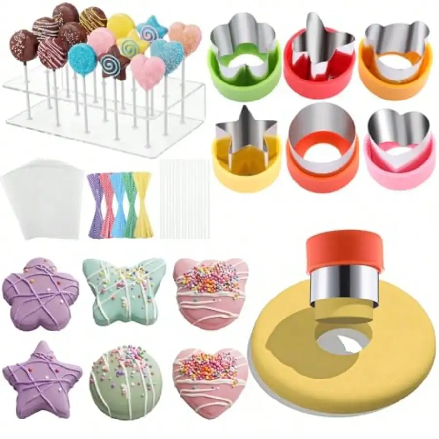 Cake Pop Making Kit with 6 Molds + Display Stand, 100Pcs Lollipop Sticks, Bags & Color Twist Ties, DIY for Cake Pops Hard Candy Chocolate
Cake Pop Making Kit with 6 Molds + Display Stand, 100Pcs Lollipop Sticks, Bags & Color Twist Ties, DIY for Cake Pops Hard Candy Chocolate