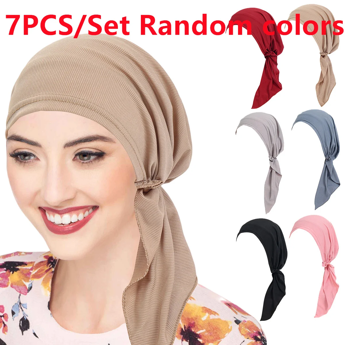 7PCS/Set Women Pre-tied Hat Muslim Inner Hijab Turban Stretch Beanies Bonnet Islam Hair Loss Headscarf Chemo Cap Turbante Mujer
7PCS/Set Women Pre-tied Hat Muslim Inner Hijab Turban Stretch Beanies Bonnet Islam Hair Loss Headscarf Chemo Cap Turbante Mujer