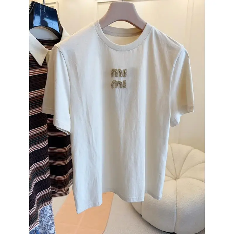 High-end European Women's M1 New Color Small Yellow Diamond Cotton Short-sleeved T-shirt Top For Summer
High-end European Women's M1 New Color Small Yellow Diamond Cotton Short-sleeved T-shirt Top For Summer