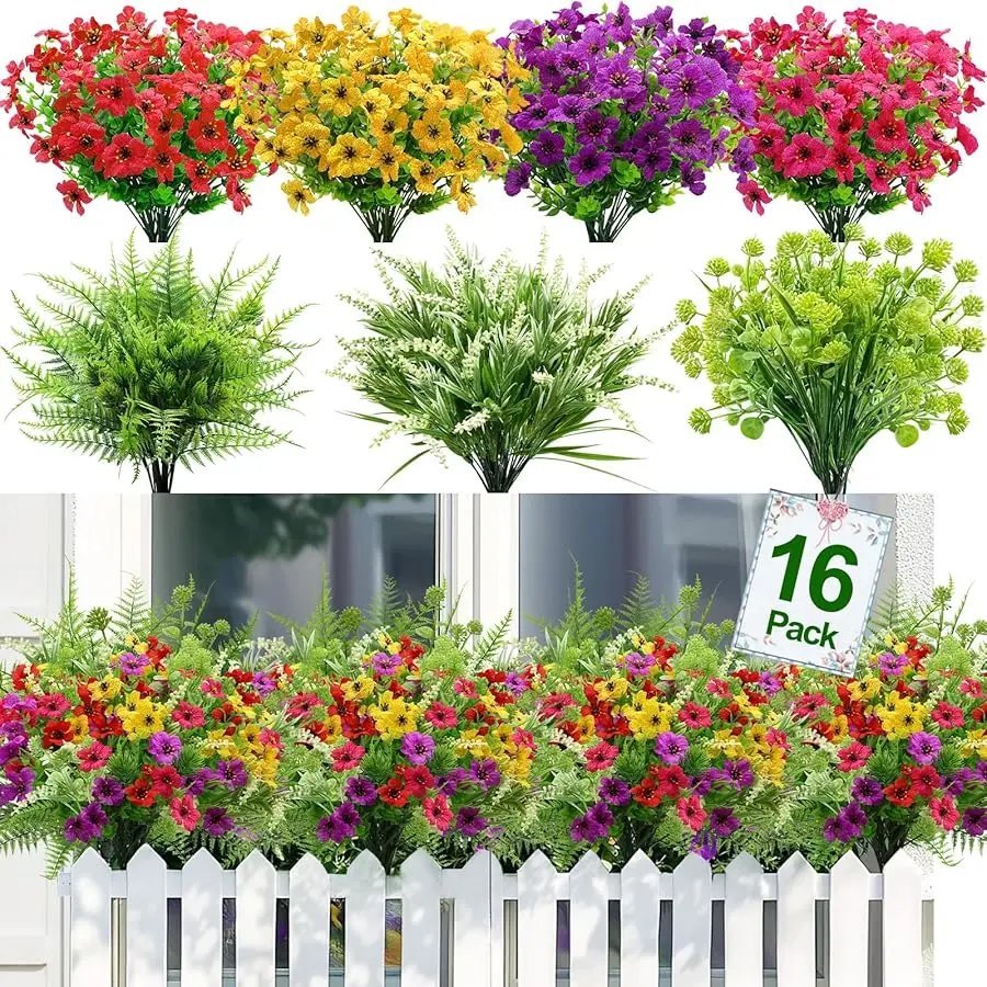 16 Bundles 7 Styles Artificial Flowers for Outdoors Summer Decor, UV Resistant No Fade Outdoor Faux Plants Colorful Daisy Boston
16 Bundles 7 Styles Artificial Flowers for Outdoors Summer Decor, UV Resistant No Fade Outdoor Faux Plants Colorful Daisy Boston