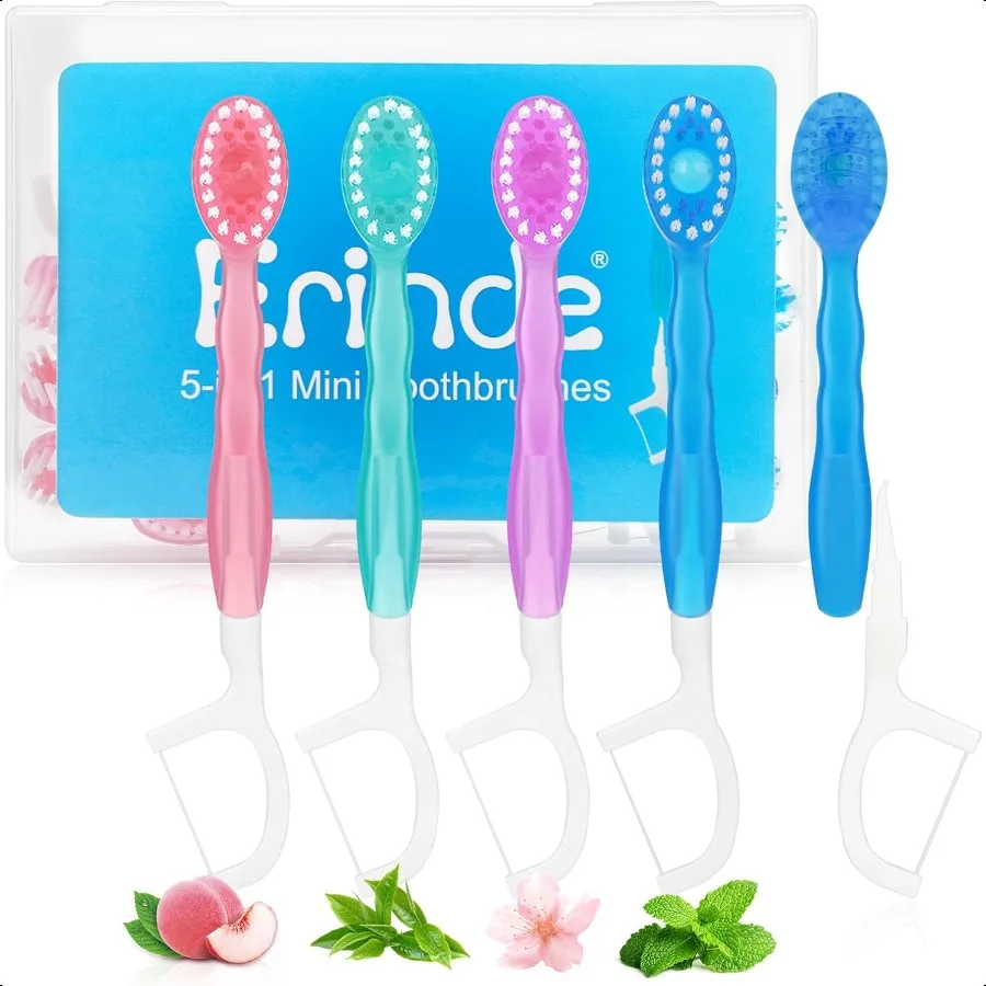 5 in 1 Mini Disposable Toothbrushes with Toothpaste + Tongue Scraper + Picks + Floss Travel Case Prepasted Travel Toothbrushes
5 in 1 Mini Disposable Toothbrushes with Toothpaste + Tongue Scraper + Picks + Floss Travel Case Prepasted Travel Toothbrushes