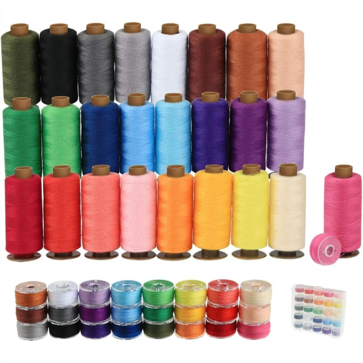50Pcs Sewing Thread Kit 400 Yards Each, 25 Colors Prewound Bobbins for Hand & Machine, Polyester Thread Assortment for Brother
50Pcs Sewing Thread Kit 400 Yards Each, 25 Colors Prewound Bobbins for Hand & Machine, Polyester Thread Assortment for Brother