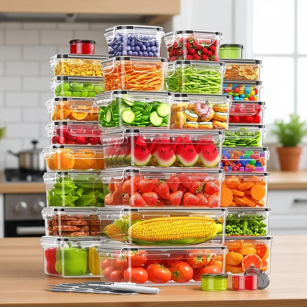 Набор из 60 контейнеров для хранения продуктов с крышками, без BPA, герметичные, многоразовые контейнеры для приготовления еды с этикетками и маркером
Набор из 60 контейнеров для хранения продуктов с крышками, без BPA, герметичные, многоразовые контейнеры для приготовления еды с этикетками и маркером